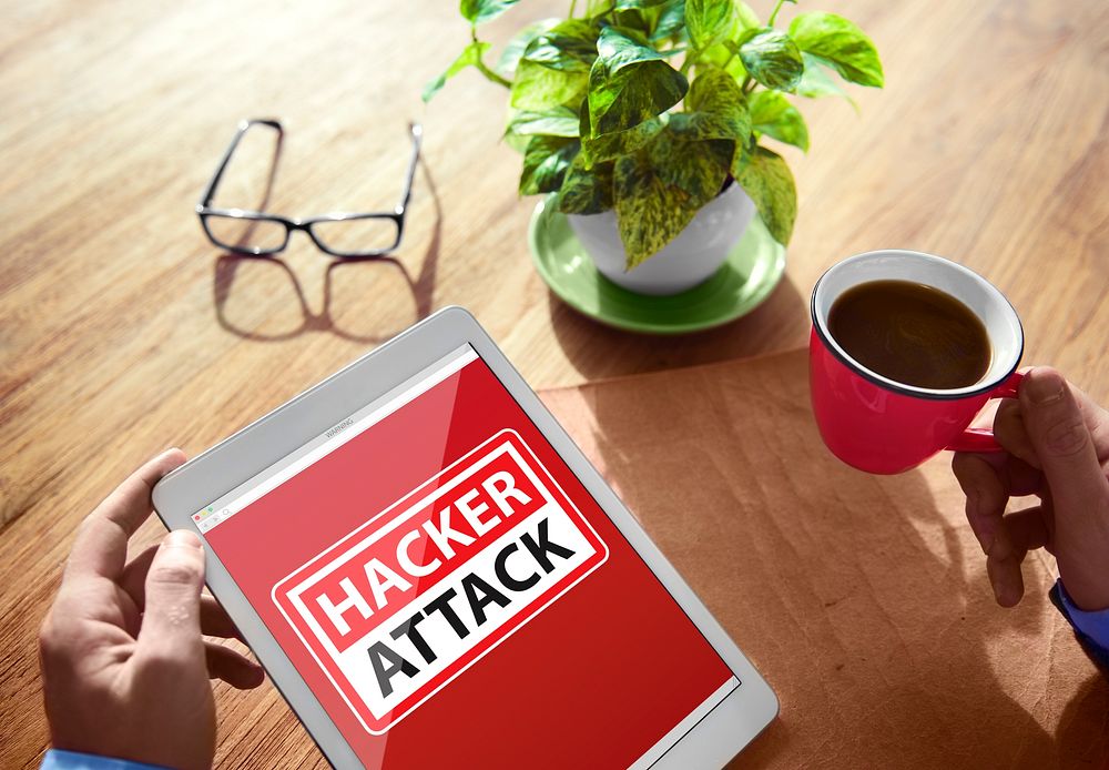Warning Hacker Attack Digital Device Wireless Browsing Concept