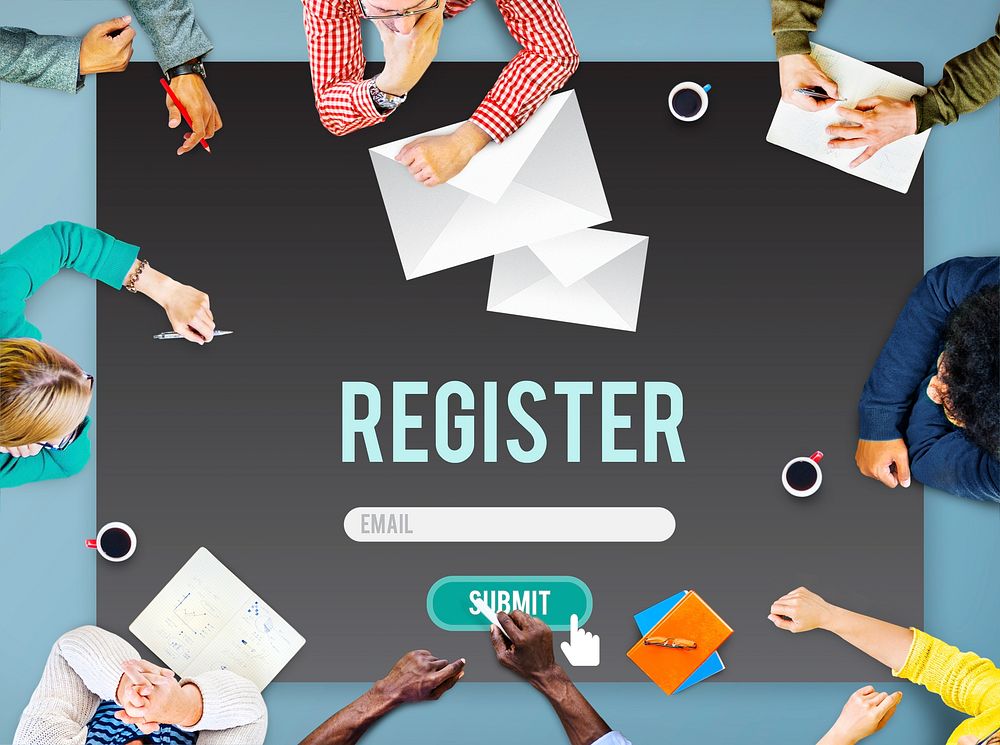 Register Apply Enlist Join Record Sign-Up Enter Concept