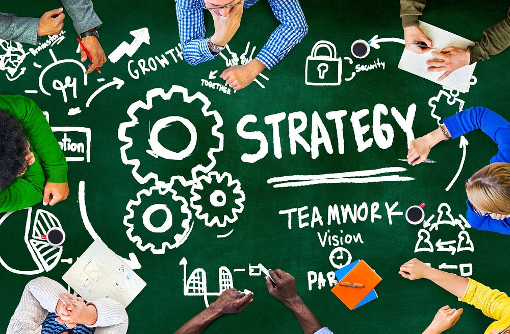Strategy Solution Tactics Teamwork Growth Vision Concept