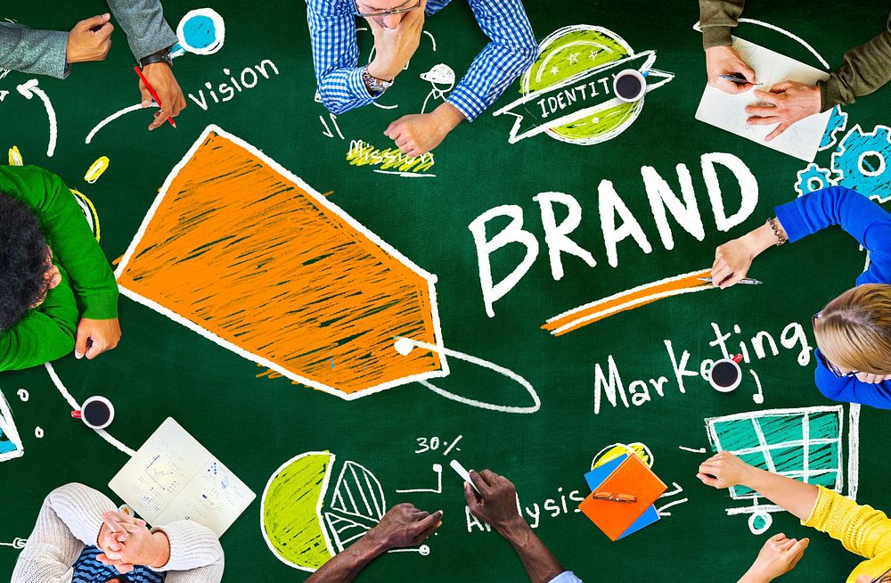 Diverse People Aerial View Blackboard Marketing Brand Concept