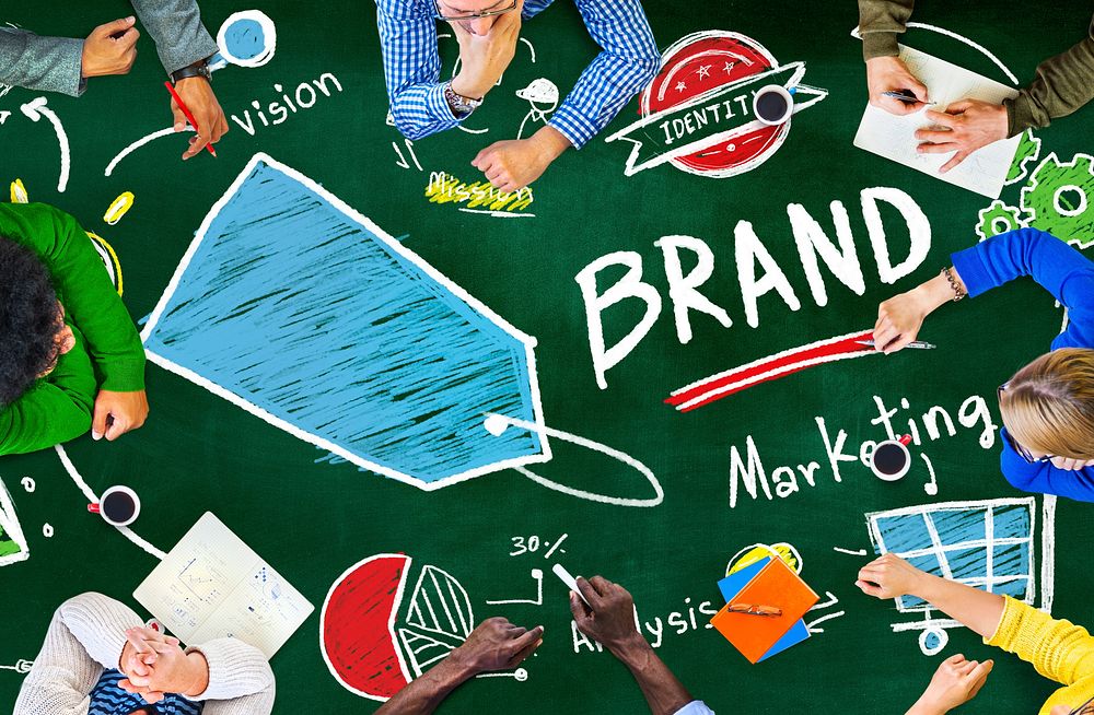 Diverse People Aerial View Blackboard Marketing Brand Concept