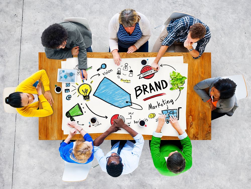 Diverse People Aerial View Meeting Marketing Brand Concept