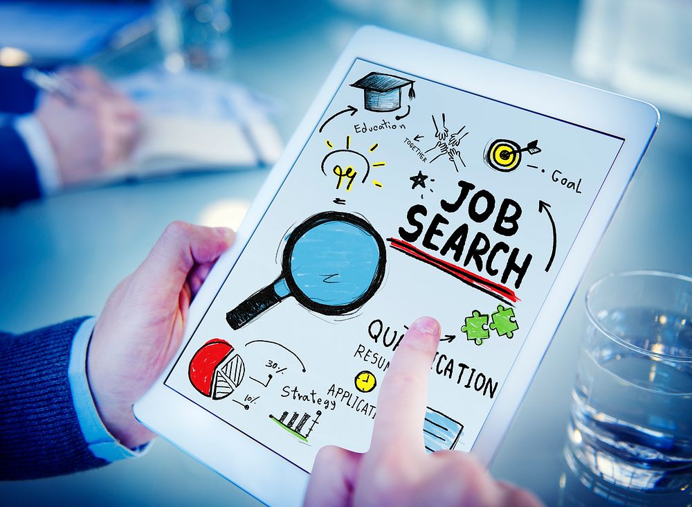 Businessman Digital Devices Job Search Online Concept