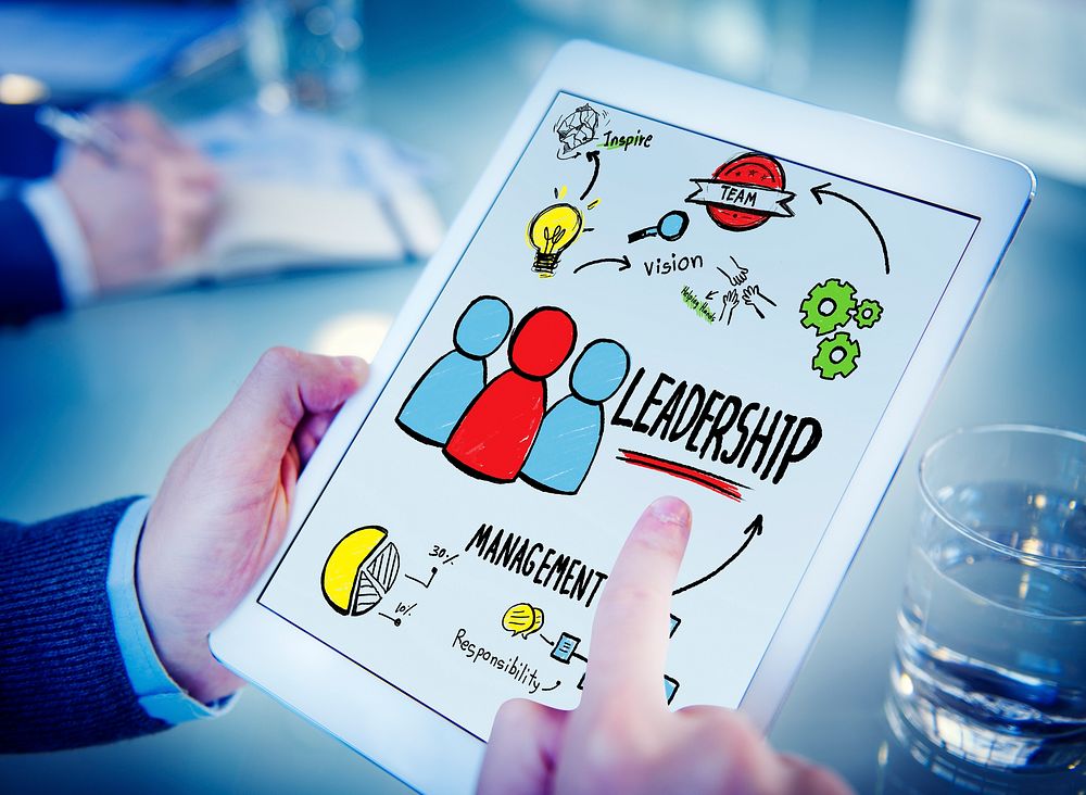 Businessman Leadership Management Digital Communication Searching Concept