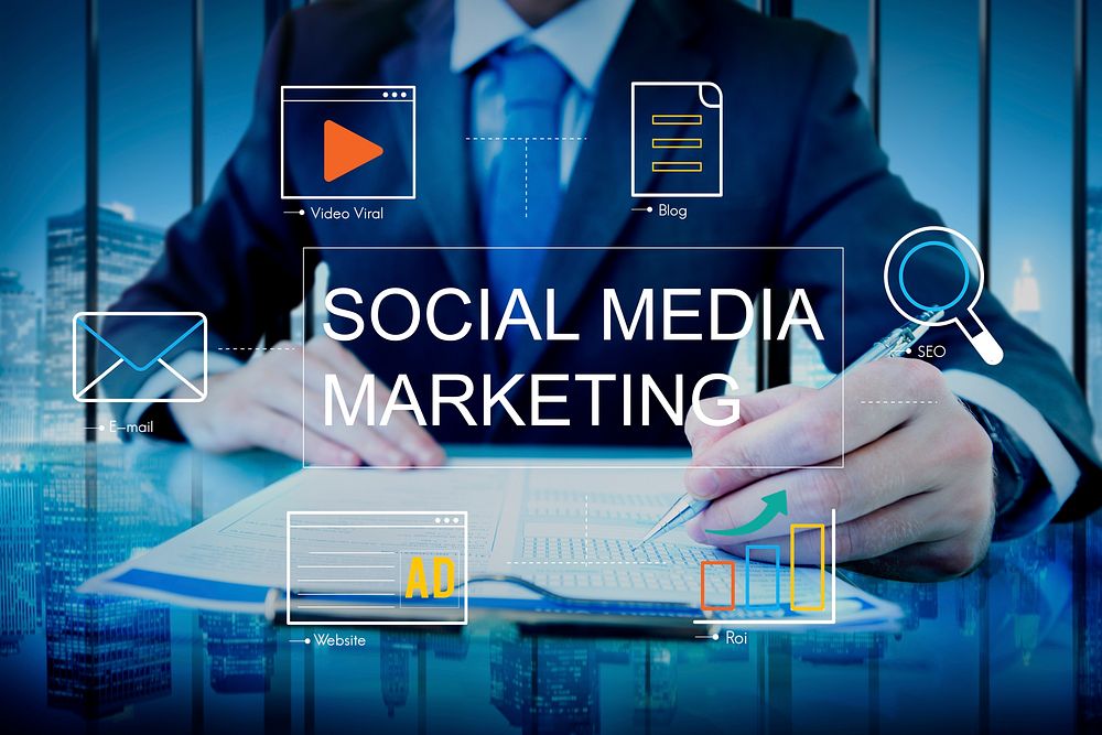 Social Media Advertisement Connection Concept