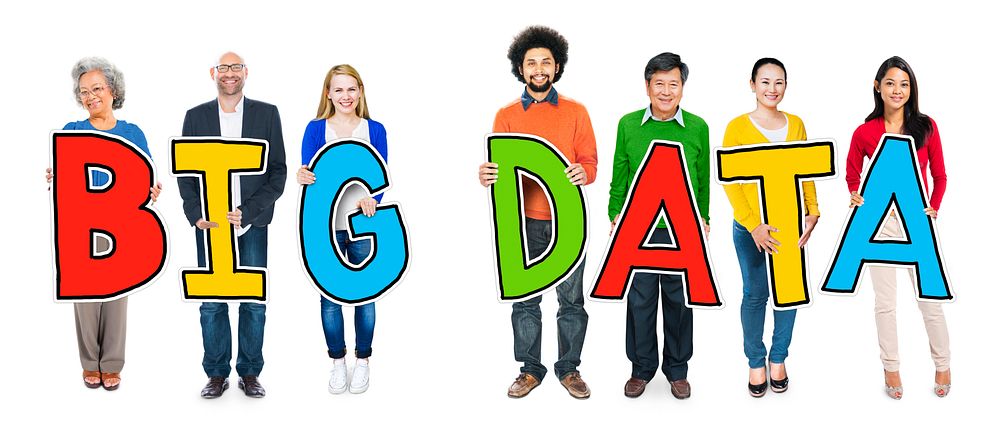 Group of Diverse People Holding Big Data