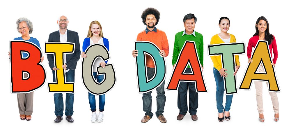 Group of Diverse People Holding Big Data