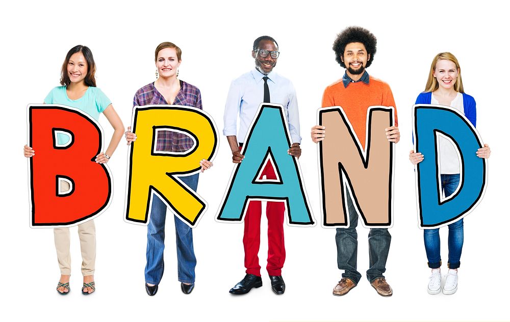 Group of Diverse People Holding Brand