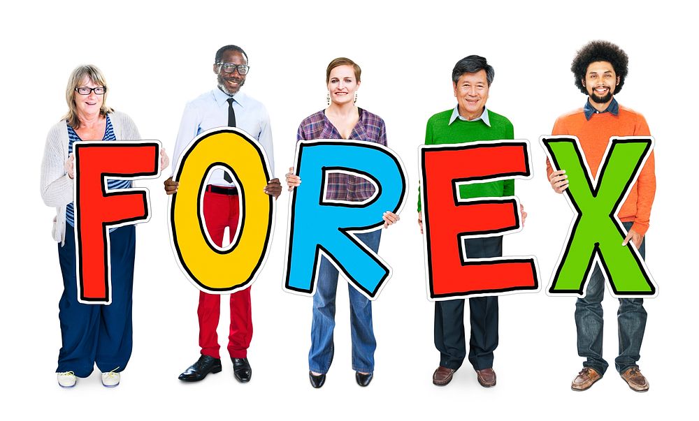 Group of People Standing Holding Forex Letter