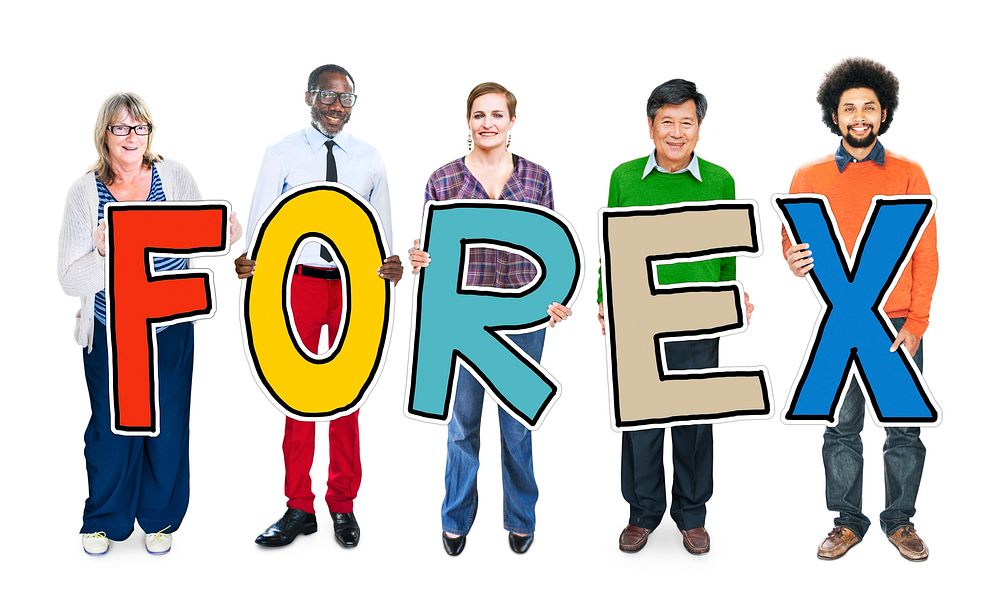 Group of People Standing Holding Forex Letter