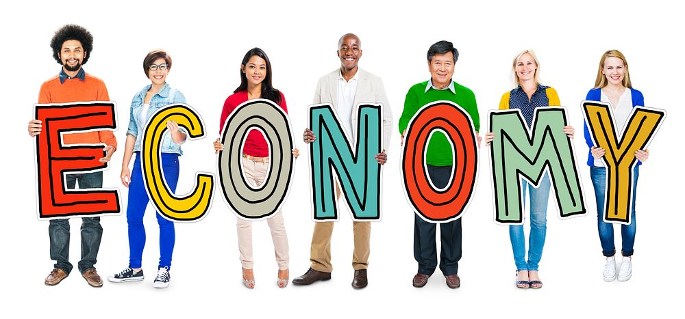 Group of People Holding Letter Economy Concepts
