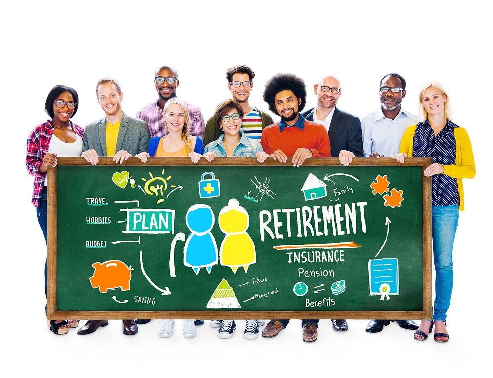 Diversity Casual People Retirement Banner Holding Support Team Concept