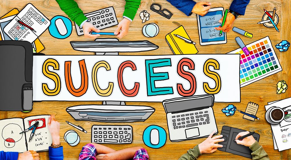 Group of Hands with Success Concepts in Photo and Illustration