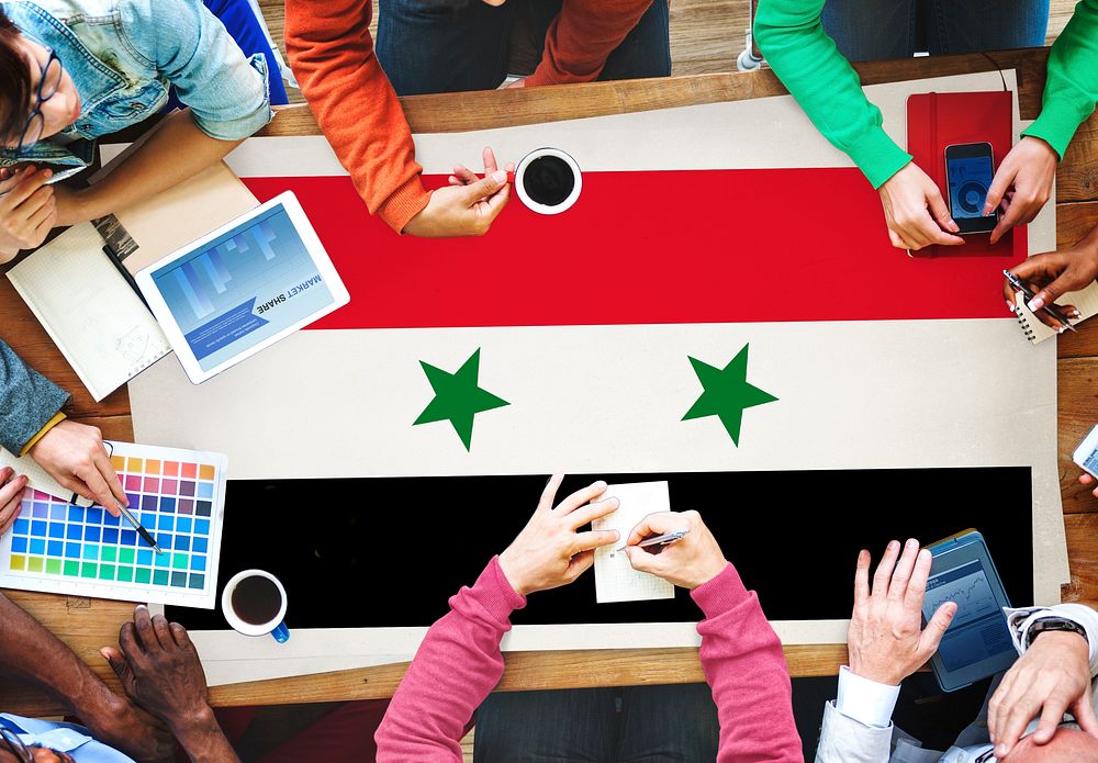 Syria National Flag Business Team Meeting Concept