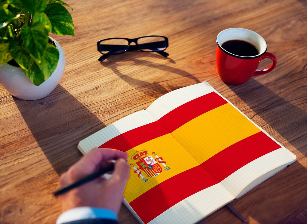 Spain National Flag Studying Reading Book Concept