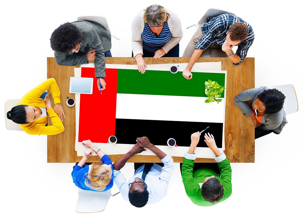 UAE National Flag Business Team Meeting Concept
