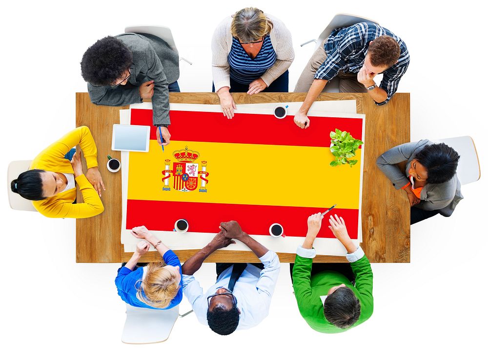 Spain National Flag Business Team Meeting Concept