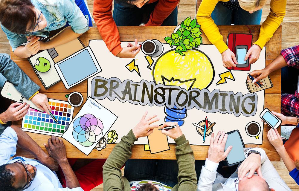 Diverse People with Photo Illustrations Brainstorming