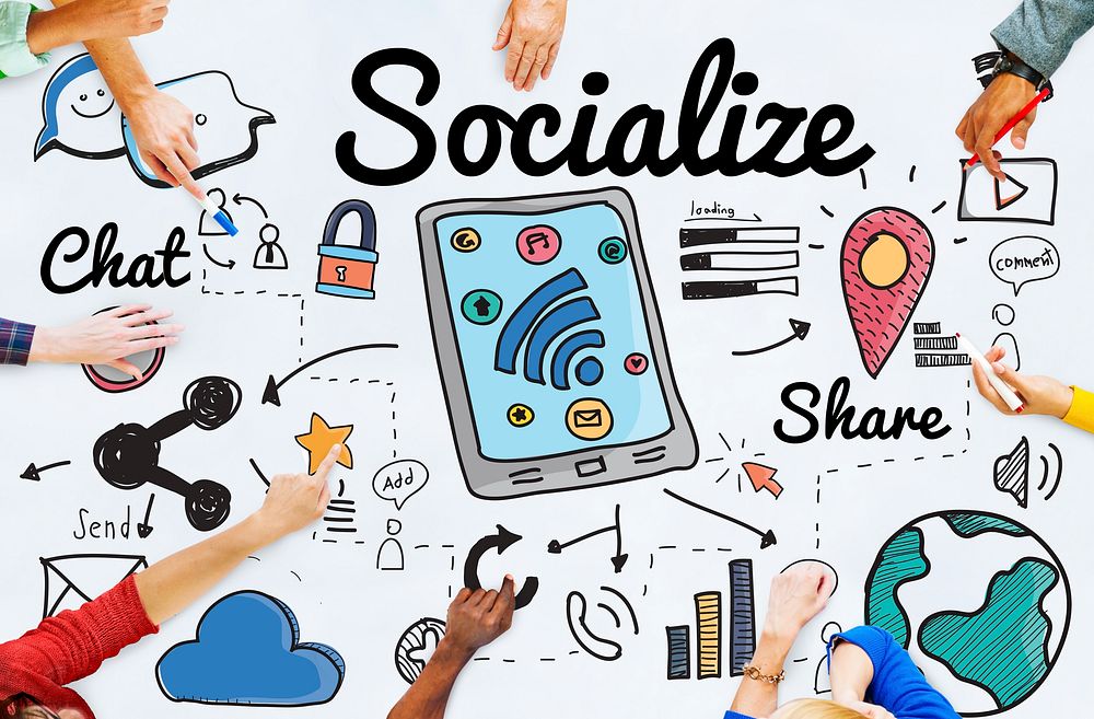 Socialize Sharing Social Media Sharing Concept