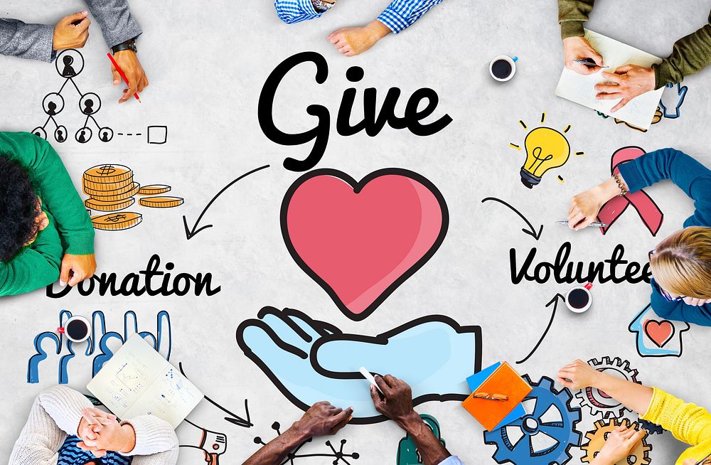 Give Donations Volunteer Welfare Support Concept