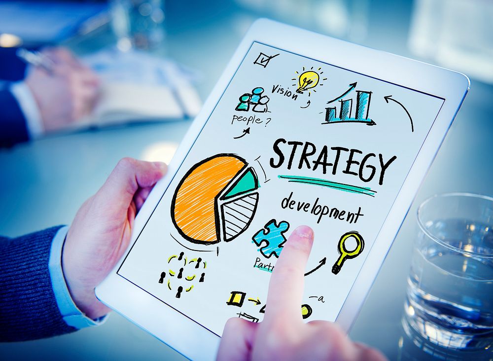 Strategy Development Goal Marketing Vision Planning Hand Concept