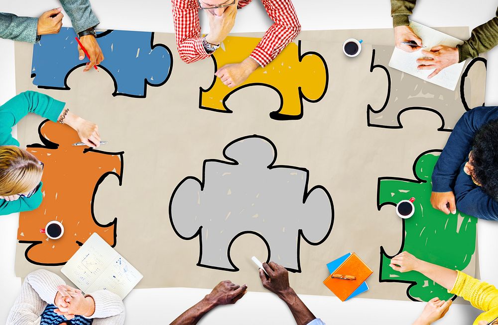 Jigsaw Puzzle Connection Corporate Team Teamwork Concept