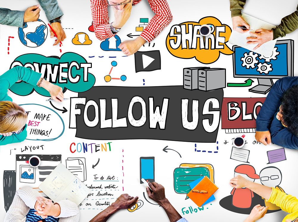 Follow us Social Media Blog Online Concept
