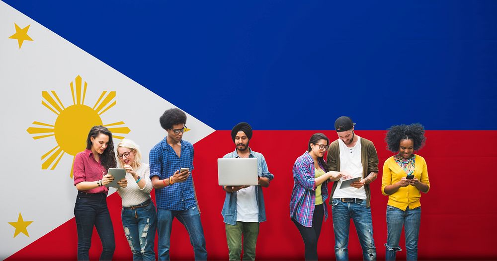Philippines National Flag Studying Diversity Students Concept