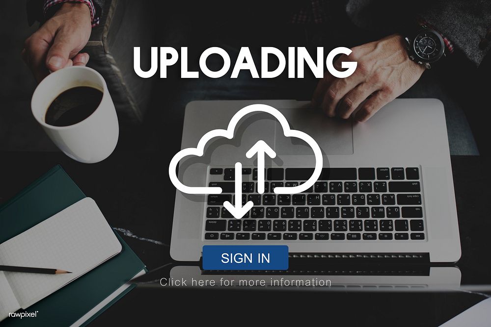 Uploading Upload Data Download Information Concept