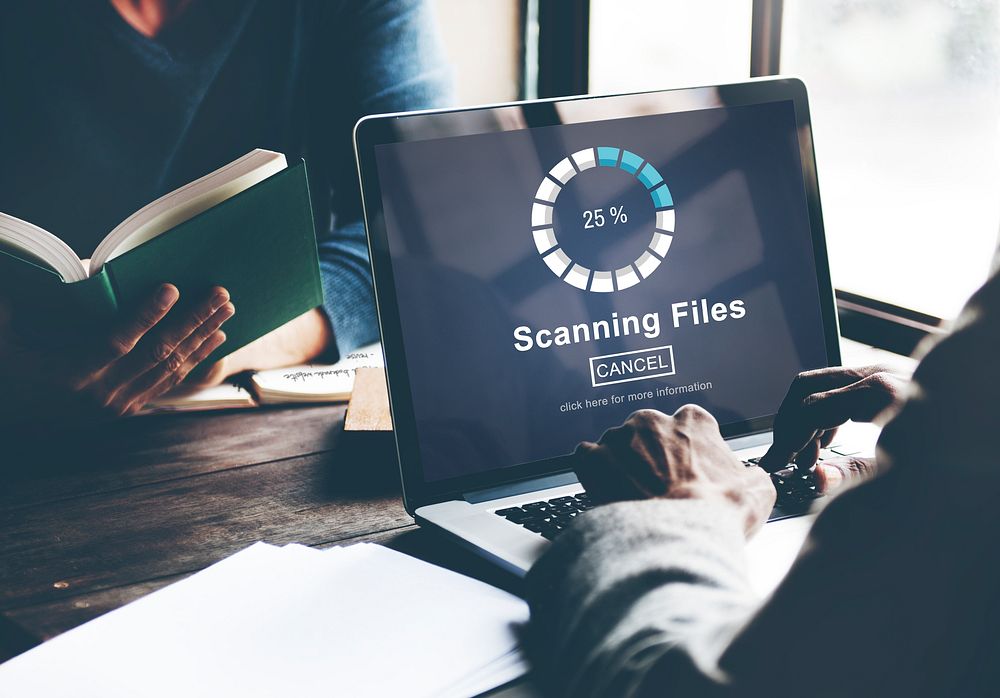 Scanning Files Searching Processing Antivirus Concept