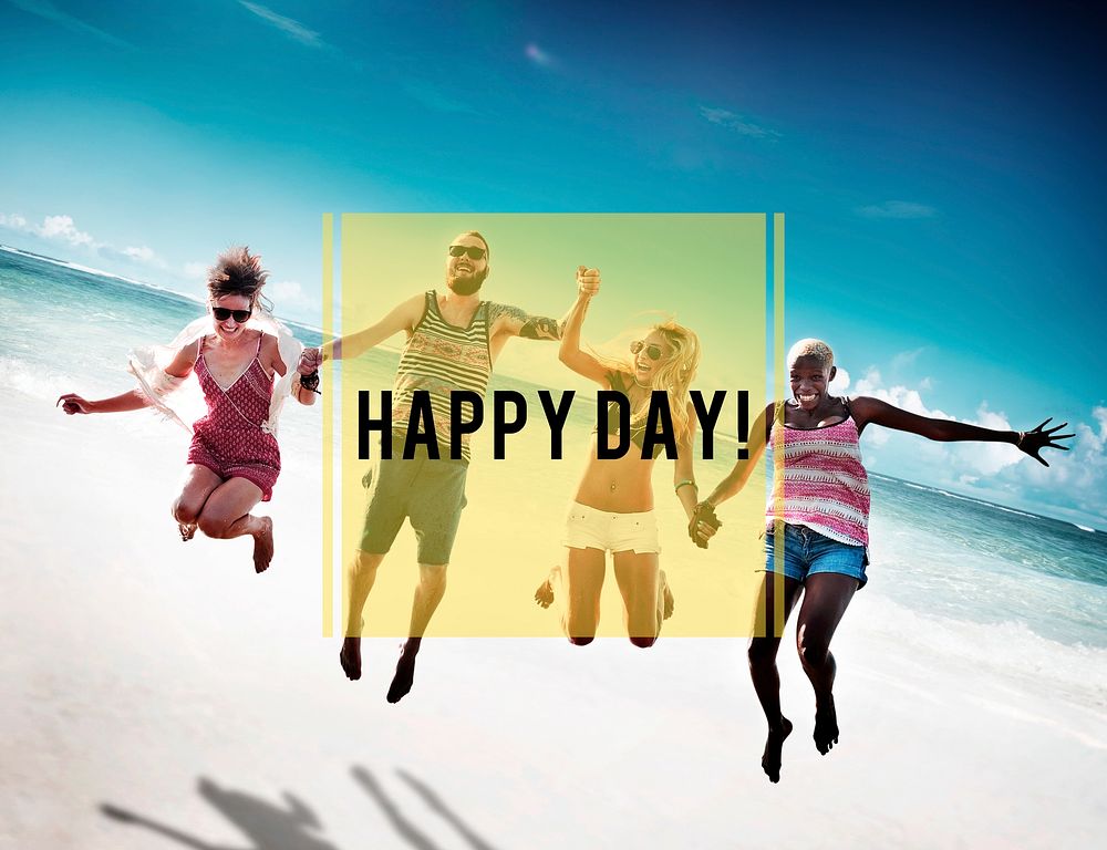 Summer Beach Friendship Holiday Vacation Happy Day Concept