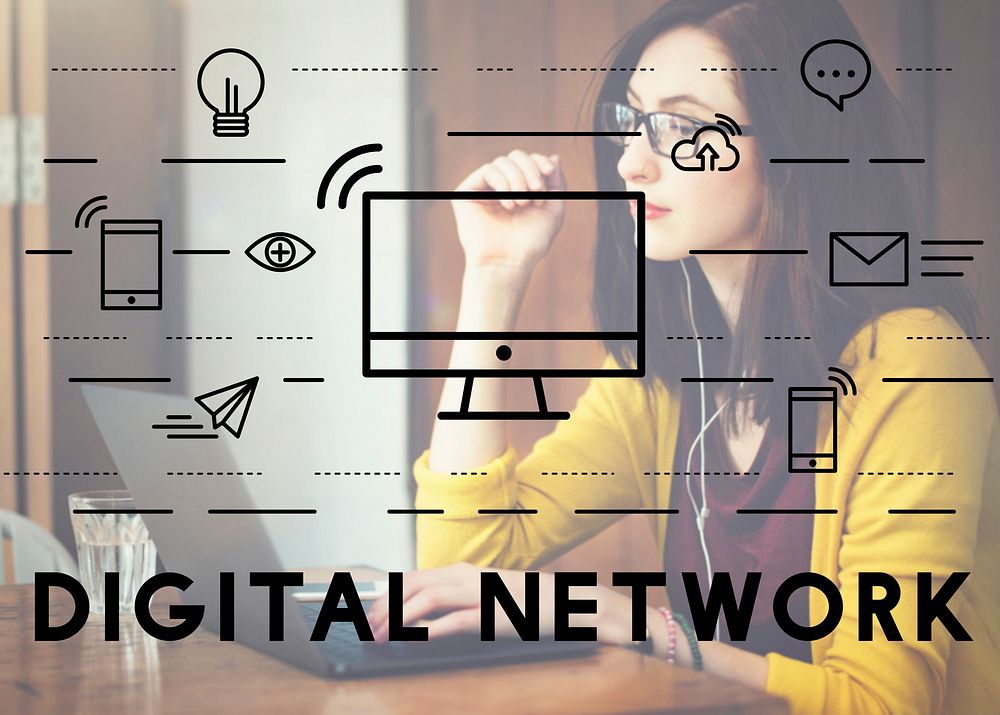 Digital Network Communication Connection Technology Concept