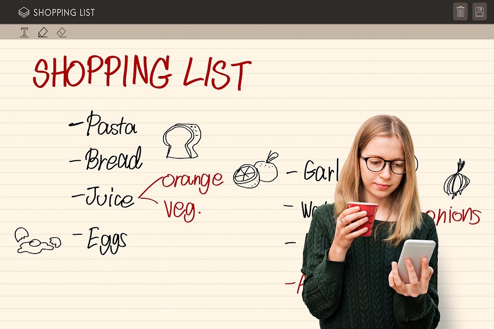 Shopping List Notes Groceries Refrigerated Concept