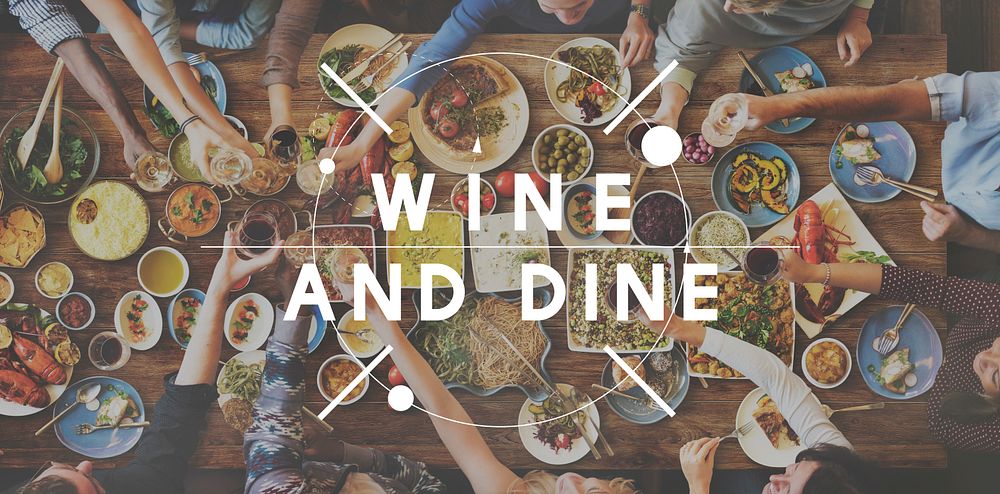 Wine And Dine Meal Food Concept