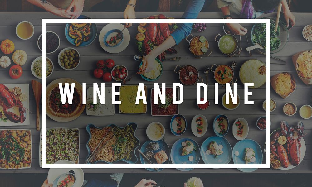 Wine And Dine Meal Food Concept