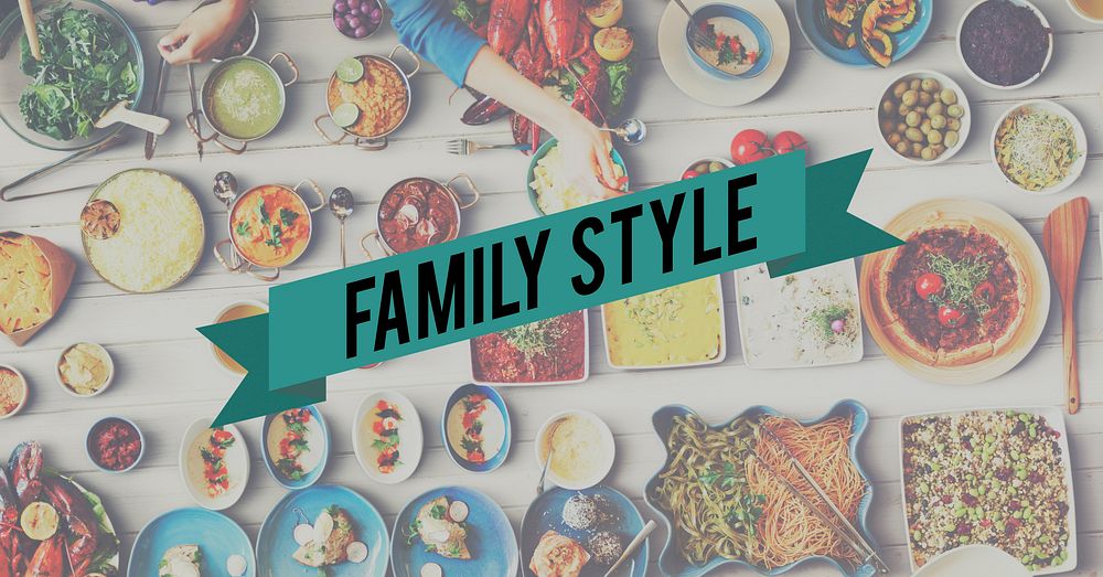 Family Style Food Eating Party Celebration Concept