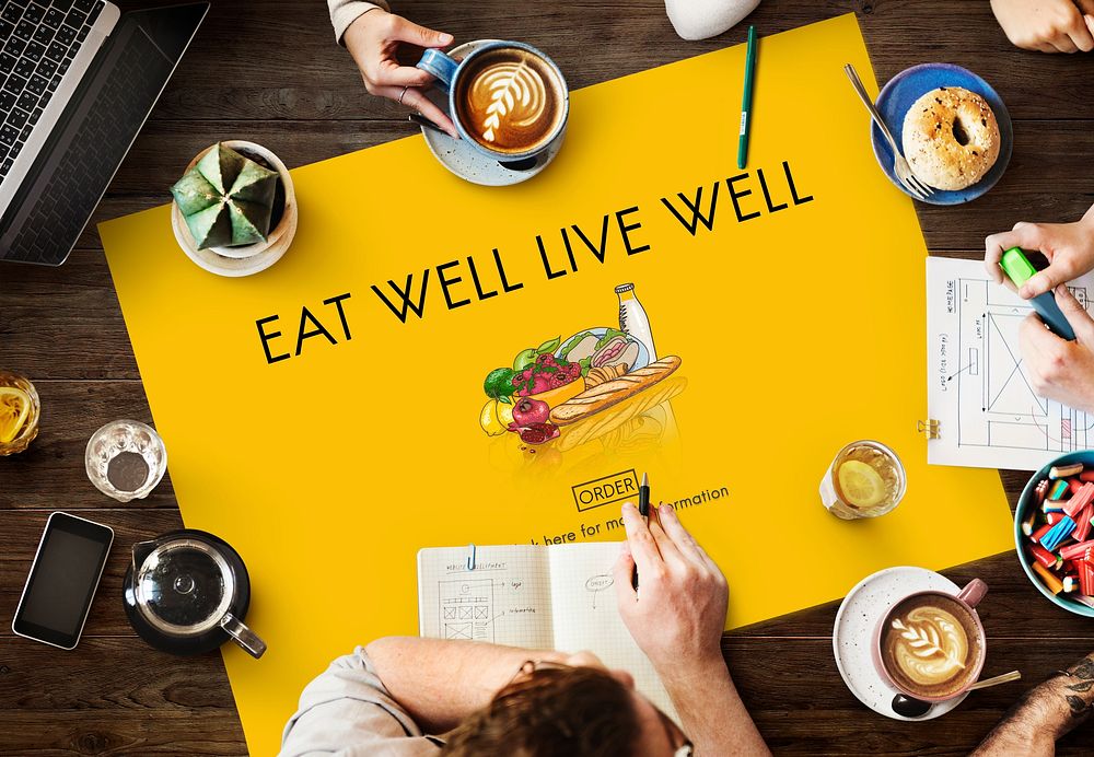 Eat Well Live Well Fresh Healthy Nutrition Organic Concept