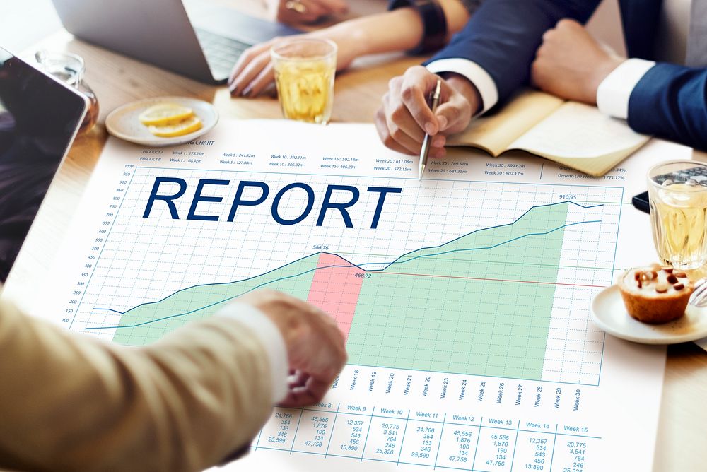 Report Graphs Business Marketing Goals concept