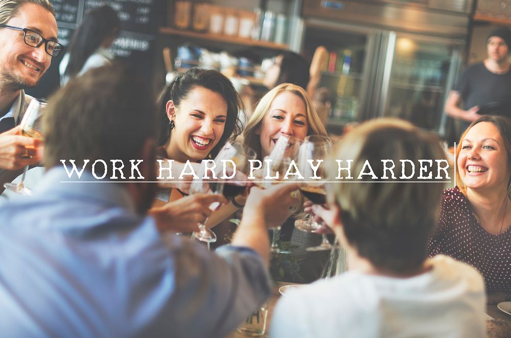 Work Hard Play Harder Motto Phrase Concept
