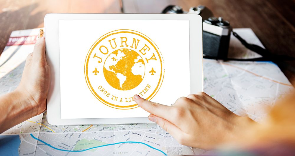 Travel Explore World Journey Stamp Concept
