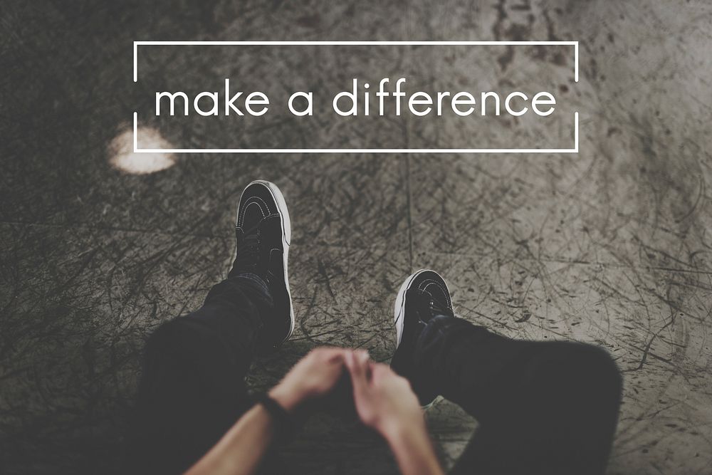Man Half Body and Make A Difference Word Graphic