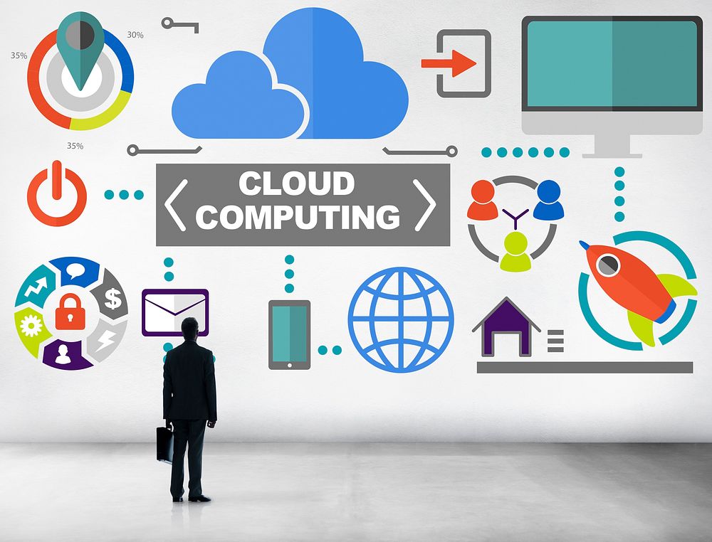 Businessman Planning Global Communications Cloud Computing Concept