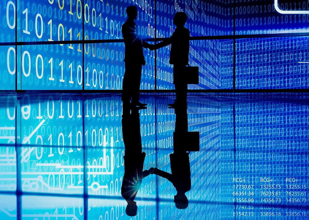 Two Businessmen Handshaking Office Concept