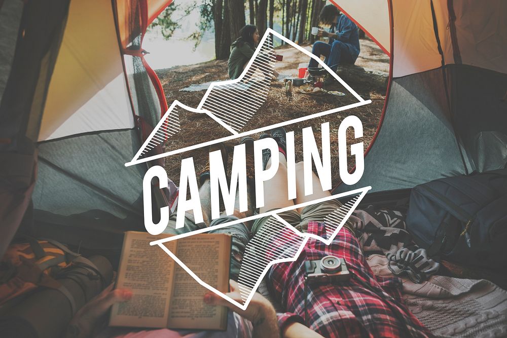 Summer Vacation Camping Outdoors Tent Words Concept
