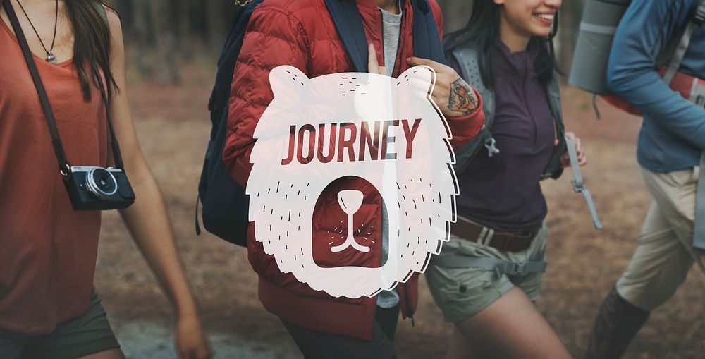 Journey Trip Bear Icon Word