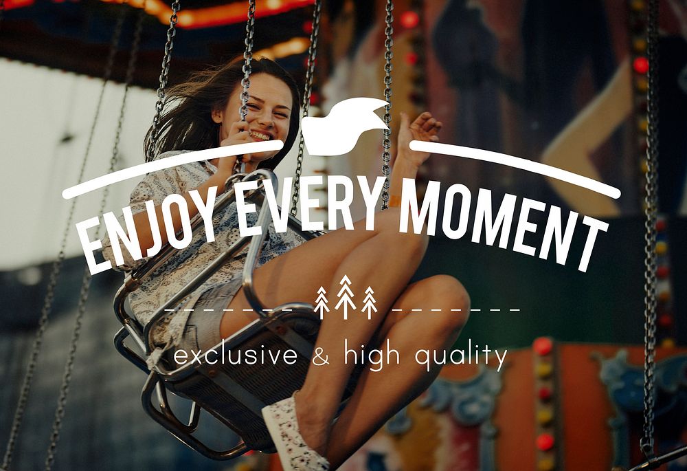 Woman Carnival Ride Riding Happiness Fun Concept