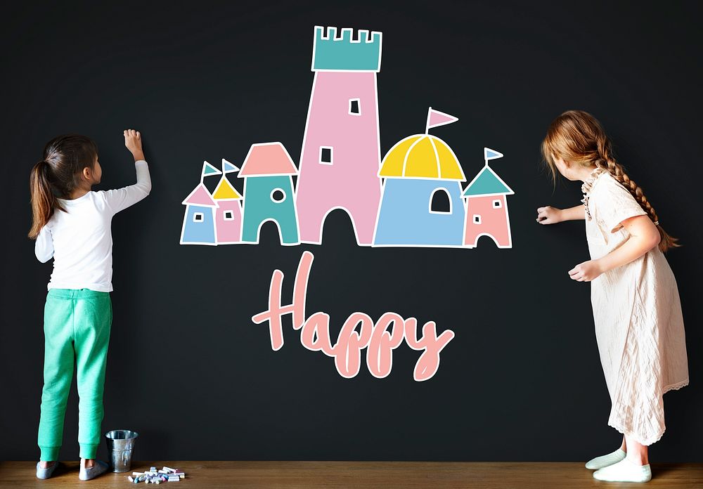 Children Enjoy Castle Joyful Concept