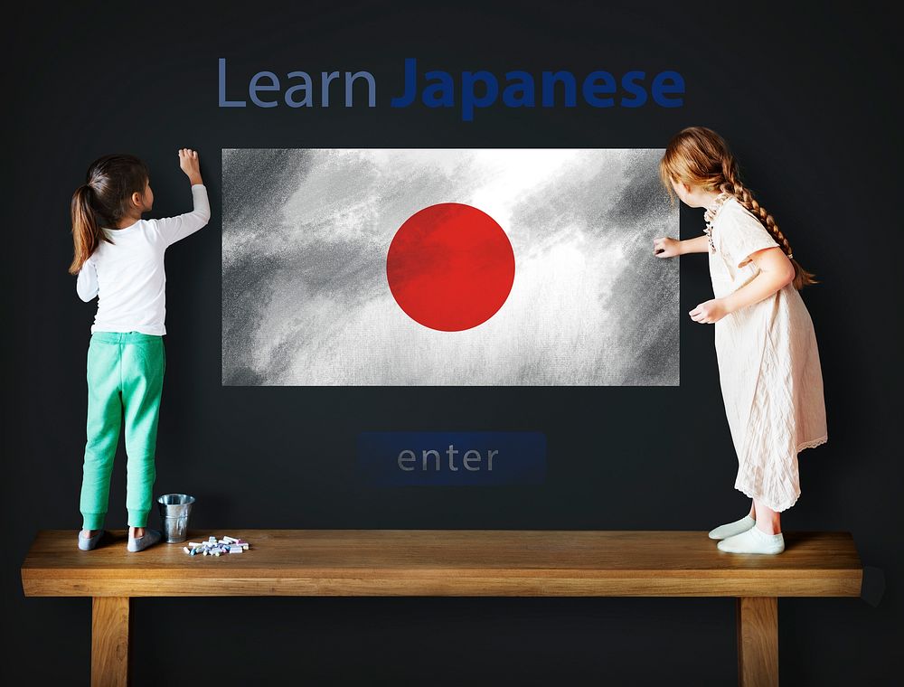 Learn Japanese Language Online Education Concept