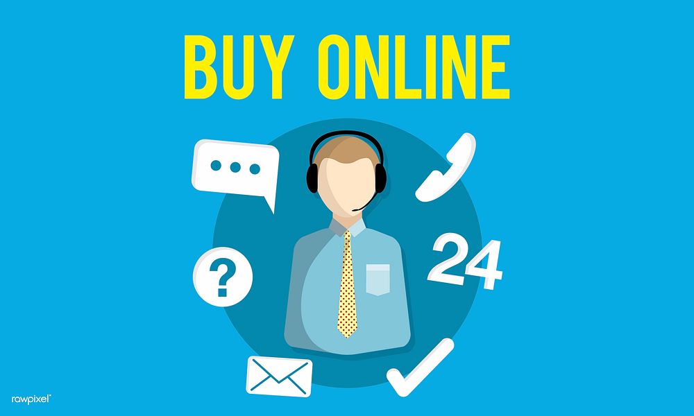 Ask us Buy Online COnsult Contact us Customer Support Concept