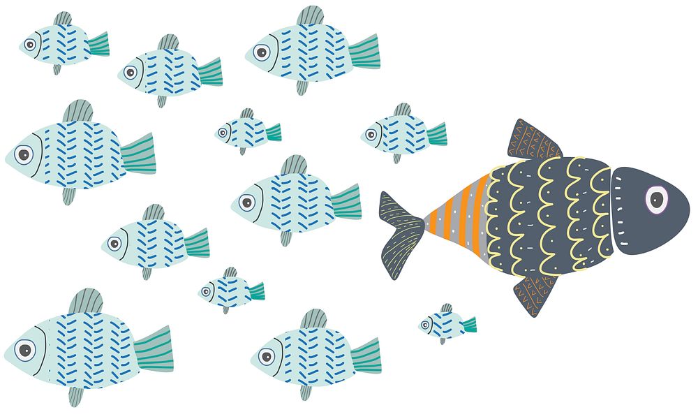 Individuality Unique Different Fish Graphic Concept